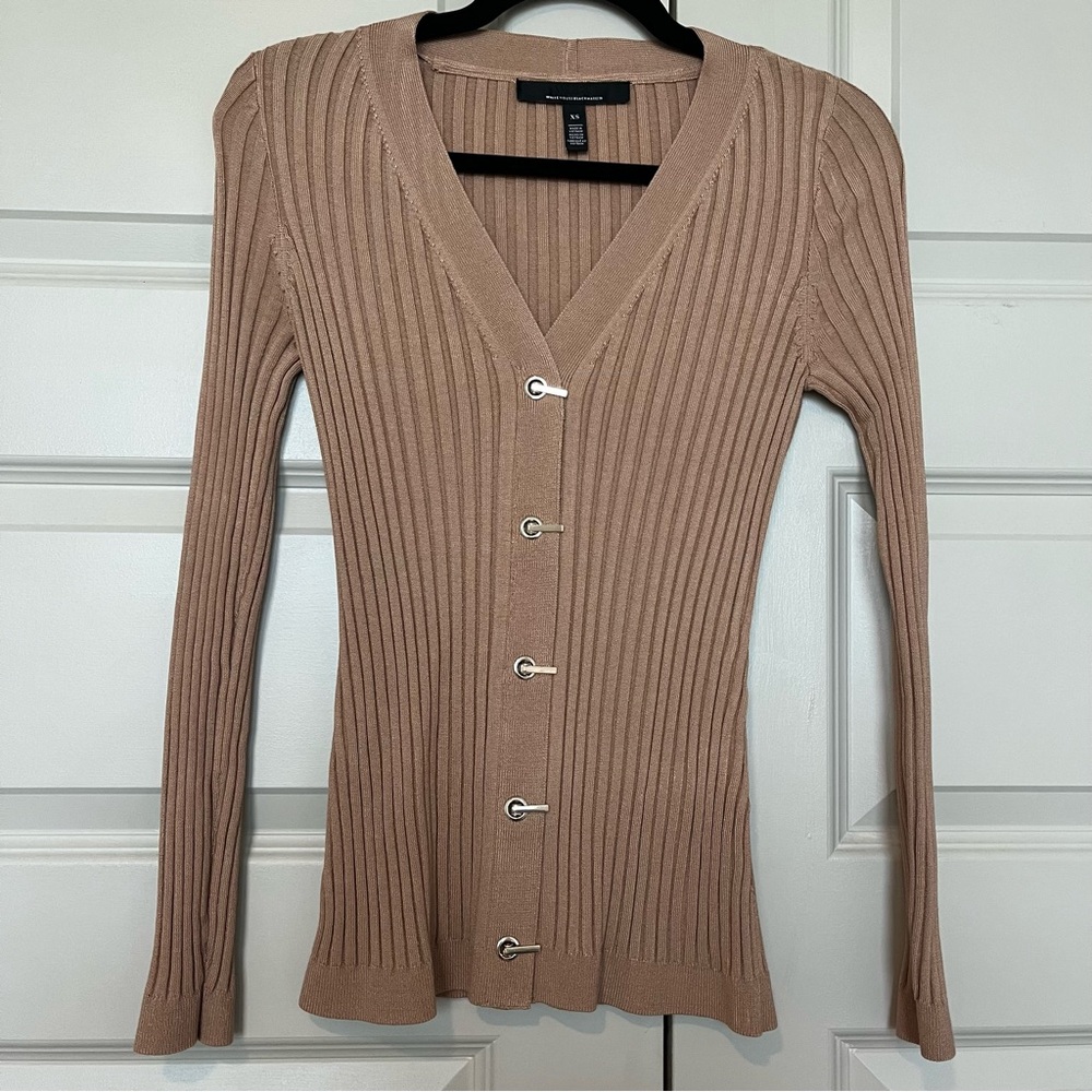 White House Black Market Camel Ribbed Cardigan